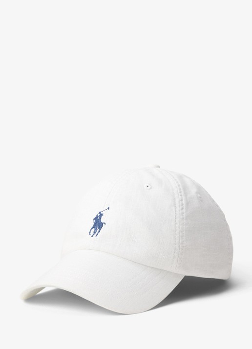 Ralph Lauren Pet van linnen met logoborduring - voorkant white / wit