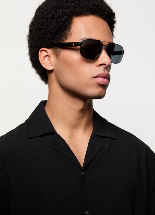 Ralph Lauren Piloten zonnebril gepolariseerd PH3156  - voorkant 2 zwart