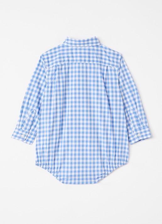 Ralph Lauren Playsuit met ruitdessin - voorkant 2 blauw