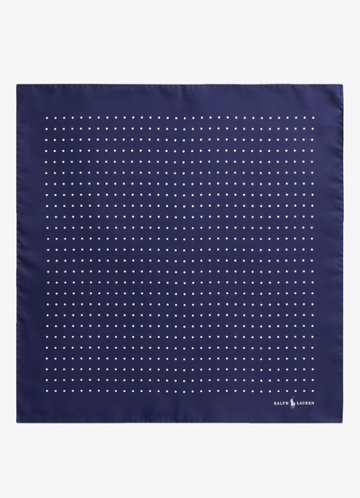 Ralph Lauren Pochet van zijde met stippenprint - detail navy / donkerblauw