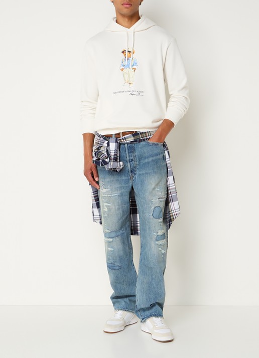 Ralph Lauren Polo Bear hoodie met logoprint - voorkant 2 gebroken wit