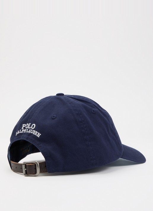 Ralph Lauren Polo Bear pet met logoborduring en details van leer - detail donkerblauw