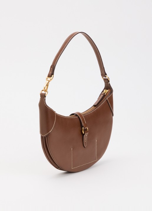 Ralph Lauren Polo ID Mini schoudertas van kalfsleer - achterkant 5 cognac