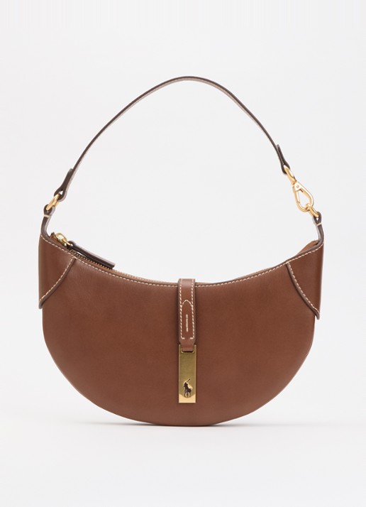 Ralph Lauren Polo ID Mini schoudertas van kalfsleer - voorkant 4 cognac