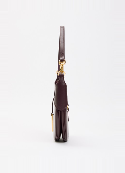 Ralph Lauren Polo ID Mini schoudertas van leer - detail 2 aubergine