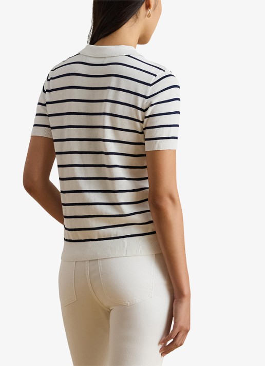 Ralph Lauren Polo met streepprint en logoborduring - achterkant 3 wit