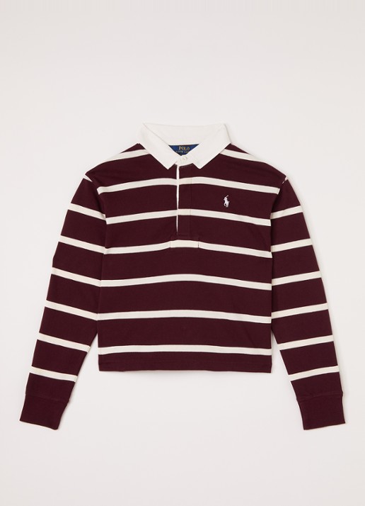 Ralph Lauren Polo met streepprint - voorkant 5 bordeauxrood