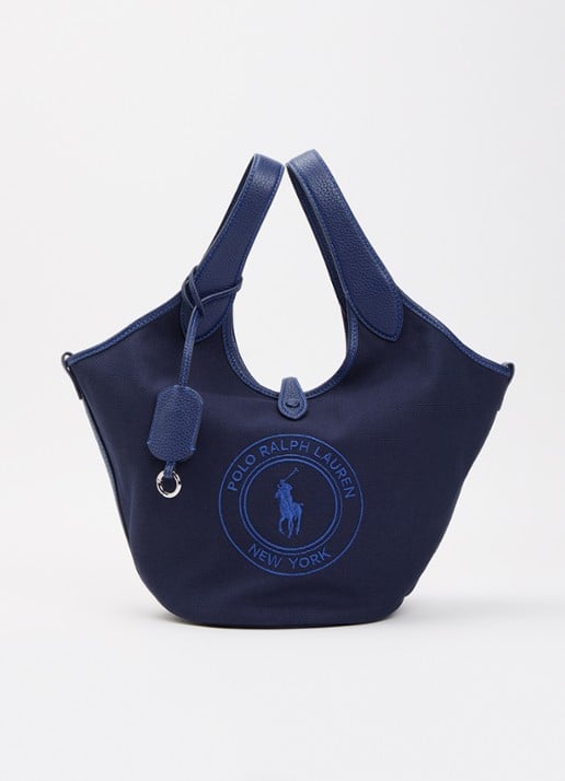 Ralph Lauren Polo Play Medium handtas van canvas met details van leer