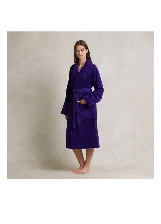 Ralph Lauren Polo Player badjas - unisex - detail 2 paars