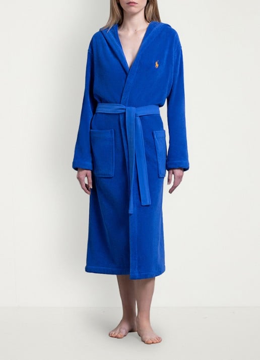Ralph Lauren Polo Player badjas - unisex - detail kobaltblauw