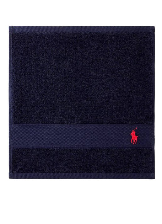 Ralph Lauren Polo Player gastendoek - 600 gr/m2 - 33 x 33 cm - voorkant 3 donkerblauw