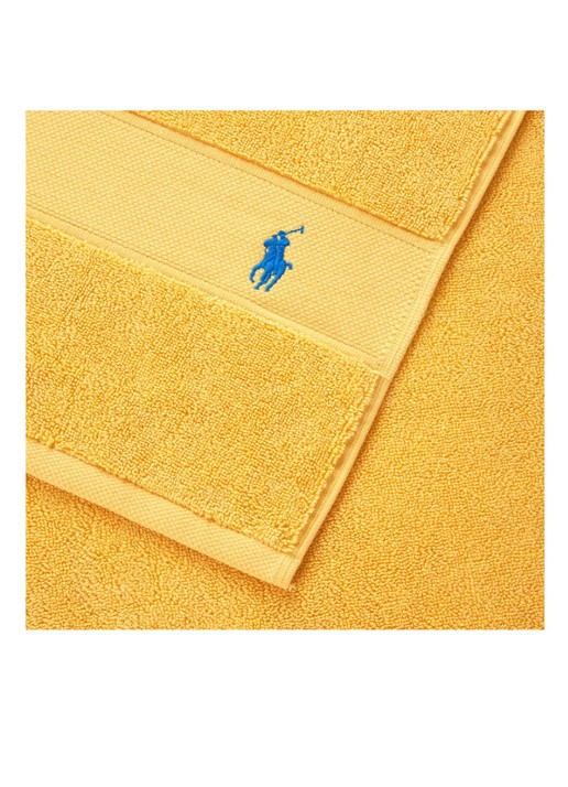 Ralph Lauren Polo Player gastendoek - 600 gr/m2 - 40 x 75 cm - voorkant 3 geel