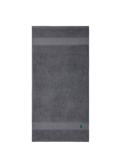Ralph Lauren Polo Player handdoek - 600 gr/m2 - 50 x 100 cm - voorkant 2 donkergrijs