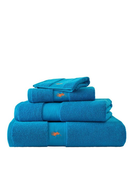 Ralph Lauren Polo Player handdoek - 600 gr/m2 - 50 x 100 cm - detail 4 turquoise