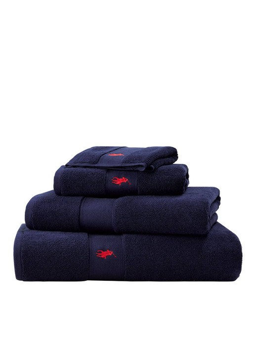 Ralph Lauren Polo Player handdoek - 600 gr/m2 - 50 x 100 cm - detail 2 donkerblauw