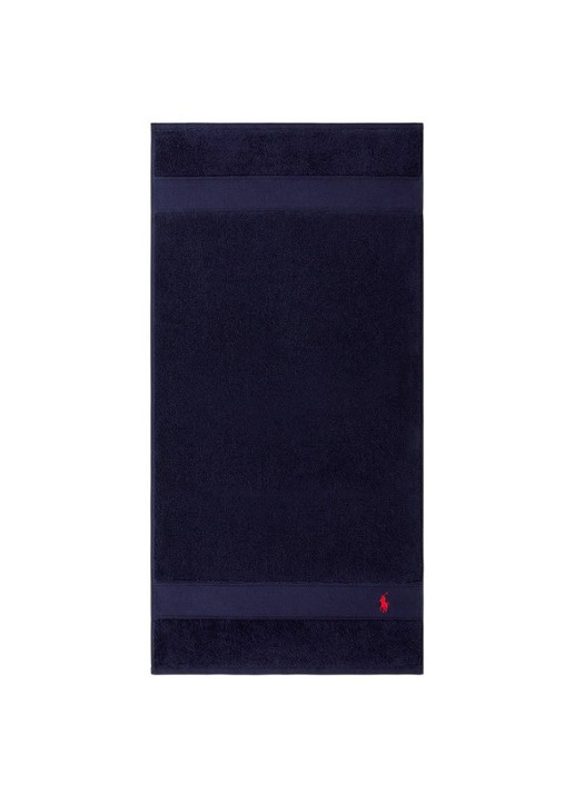 Ralph Lauren Polo Player handdoek - 600 gr/m2 - 50 x 100 cm - voorkant 3 donkerblauw