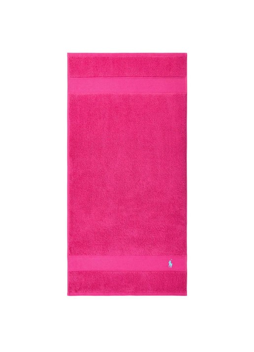 Ralph Lauren Polo Player handdoek - 600 gr/m2 - 50 x 100 cm - voorkant 2 fuchsia