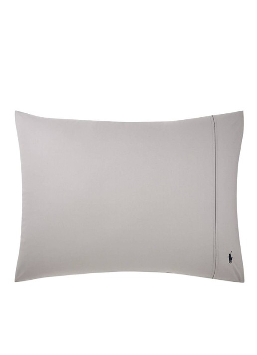 Ralph Lauren Polo Player kussensloop van katoen perkal in 2-pack - voorkant 3 lichtgrijs