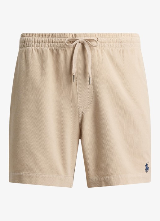 Ralph Lauren Polo Prepster regular fit korte broek van corduroy - voorkant 4 khaki stone / khaki