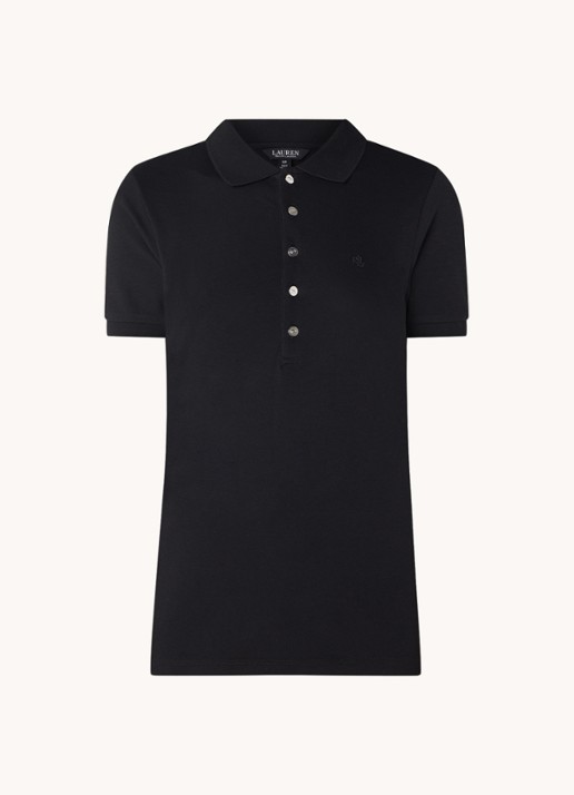 Ralph Lauren Polo van piqué katoen met logoborduring - voorkant 3 zwart