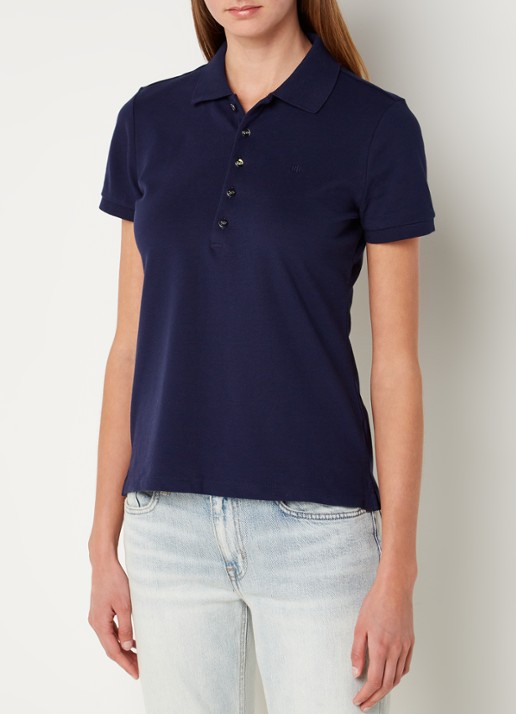 Ralph Lauren Polo van piqué katoen met logoborduring - detail blauw
