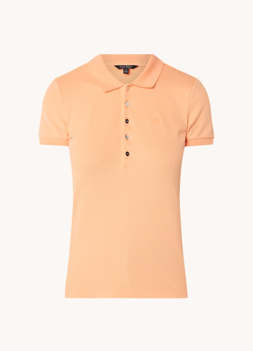 Ralph Lauren Polo van piqué katoen met logoborduring - voorkant 3 lichtoranje