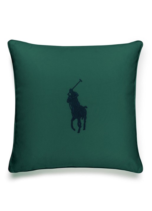 Ralph Lauren Pony sierkussenhoes 50 x 50 cm - voorkant donkergroen