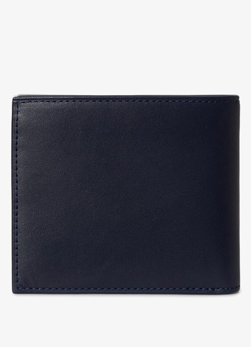 Ralph Lauren Portemonnee van leer met borduring - detail 3 donkerblauw