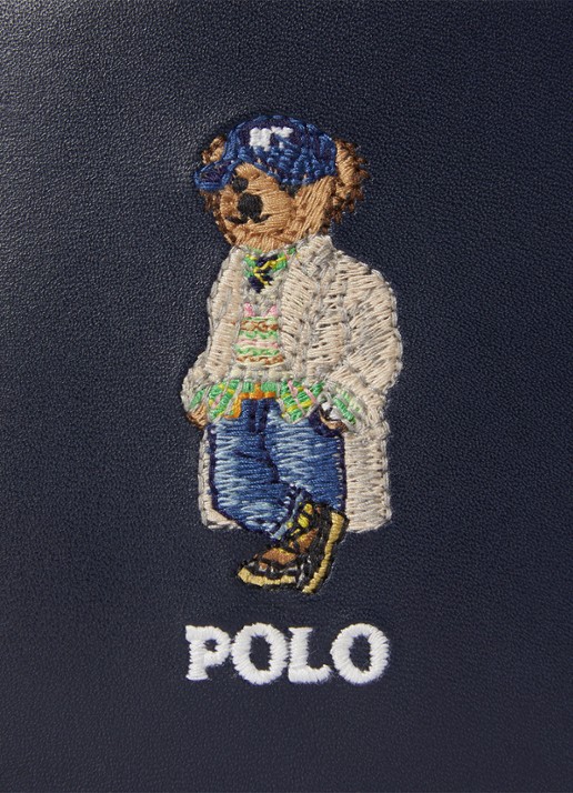Ralph Lauren Portemonnee van leer met logo - achterkant donkerblauw