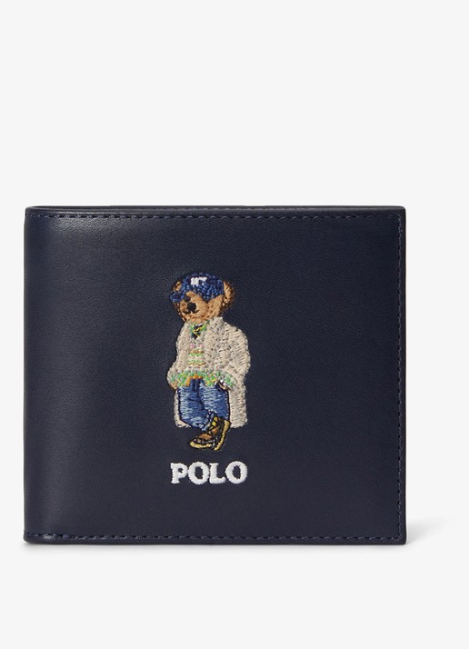 Ralph Lauren Portemonnee van leer met logo - voorkant 2 donkerblauw