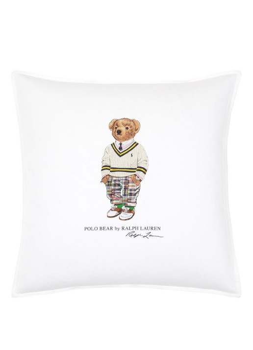 Ralph Lauren Preppy Hampton Bear kussensloop 50 x 50 cm - voorkant 2 wit
