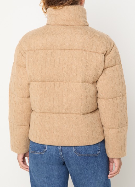 Ralph Lauren Puffer jack in wolblend met logoborduring - achterkant camel
