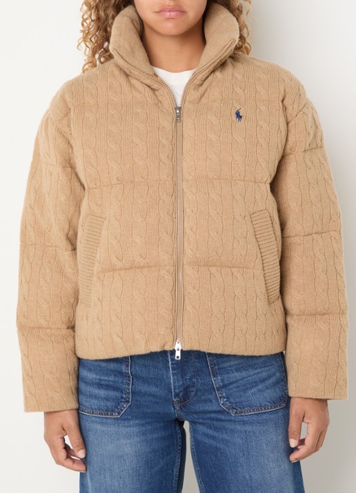 Ralph Lauren Puffer jack in wolblend met logoborduring
