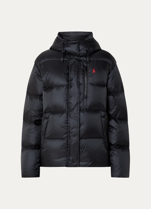 Ralph Lauren Puffer jack met donsvulling en afneembare capuchon - voorkant zwart