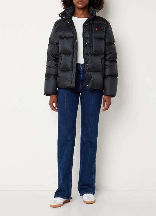 Ralph Lauren Puffer jack met donsvulling en afneembare capuchon - voorkant 2 zwart