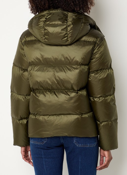 Ralph Lauren Puffer jack met donsvulling en afneembare capuchon - achterkant 4 olijfgroen