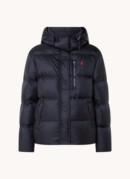 Ralph Lauren Puffer jack met donsvulling en afneembare capuchon - voorkant donkerblauw