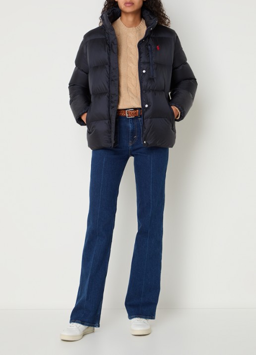 Ralph Lauren Puffer jack met donsvulling en afneembare capuchon - voorkant 2 donkerblauw