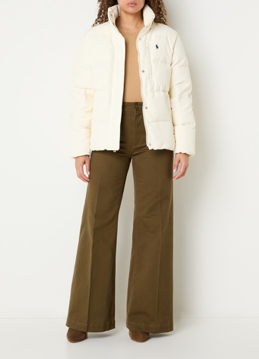 Ralph Lauren Puffer jack met donsvulling en afneembare capuchon - voorkant 3 creme
