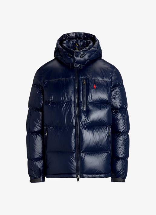 Ralph Lauren Puffer jack met donsvulling en capuchon - voorkant collection navy glossy / donkerblauw