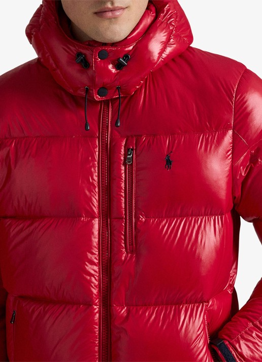 Ralph Lauren Puffer jack met donsvulling en capuchon - detail 5 red glossy / rood