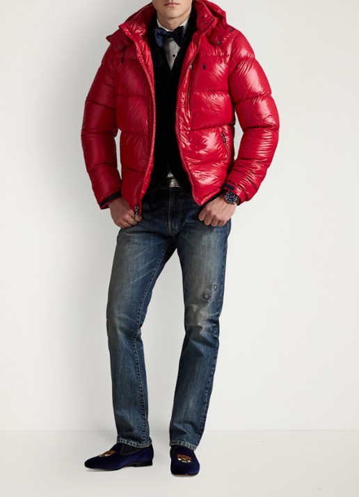 Ralph Lauren Puffer jack met donsvulling en capuchon - voorkant 3 red glossy / rood