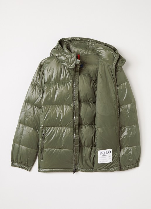 Ralph Lauren Puffer jack met donsvulling - voorkant 3 olijfgroen