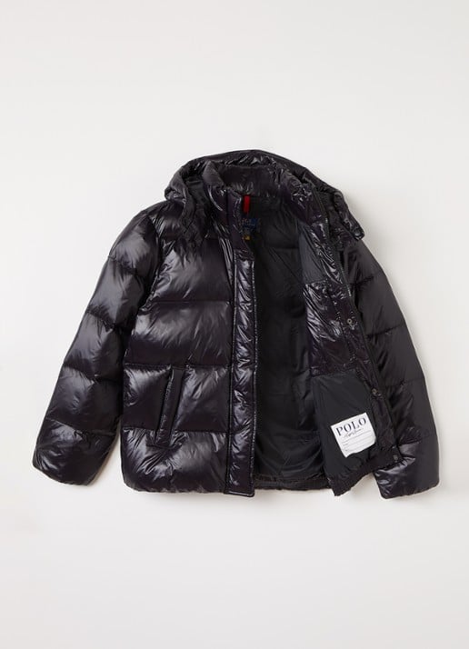 Ralph Lauren Puffer jack met logoborduring - voorkant 2 zwart
