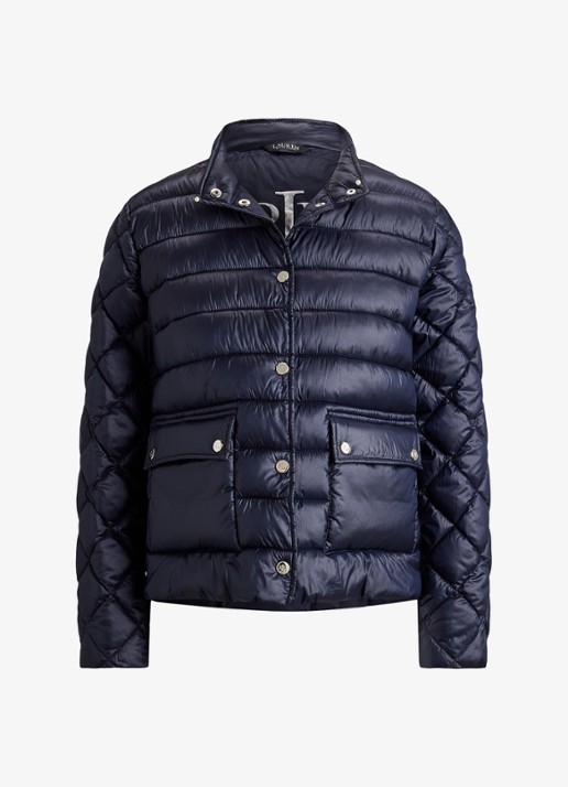 Ralph Lauren Puffer jack met opgestikte zakken - voorkant blauw