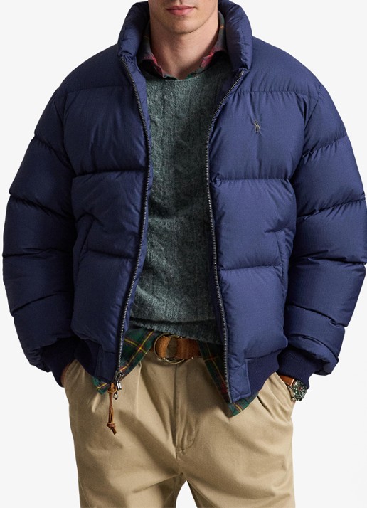 Ralph Lauren Puffer jack met steekzakken en logo - voorkant 2 cruise navy / donkerblauw