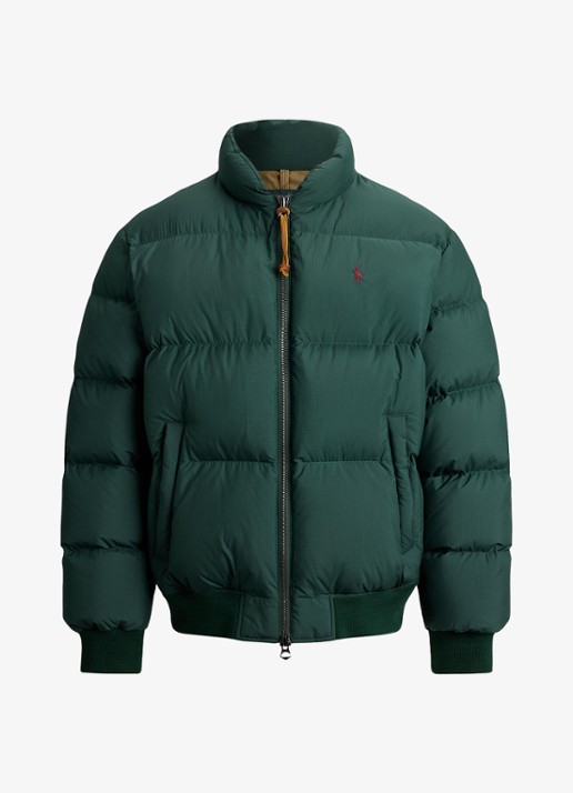 Ralph Lauren Puffer jack met steekzakken en logo - voorkant moss agate / mosgroen