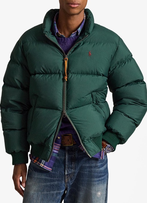 Ralph Lauren Puffer jack met steekzakken en logo - voorkant 2 moss agate / mosgroen