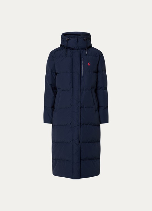Ralph Lauren Puffer jas met donsvulling en afneembare capuchon - voorkant 2 donkerblauw