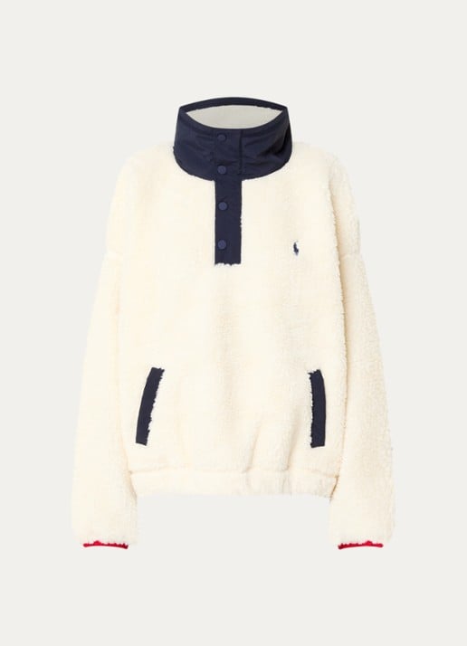 Ralph Lauren Pullover met logo en backprint - voorkant gebroken wit